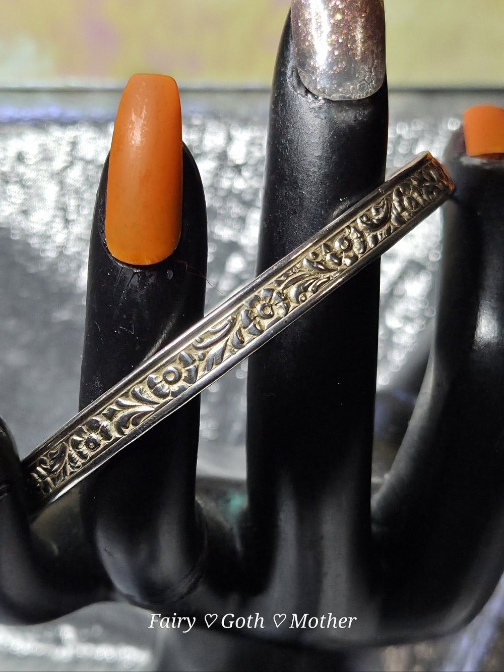 Vintage Pre-1945 Danecraft Feltch & Co Sterling Silver Floral Bangle Bracelet